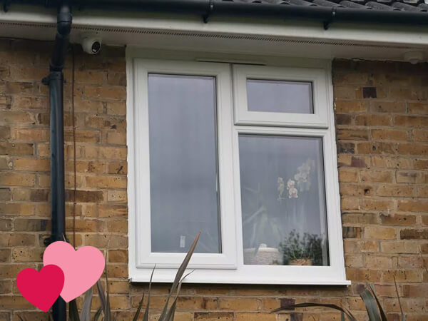 A white UPVC window at the Londons home