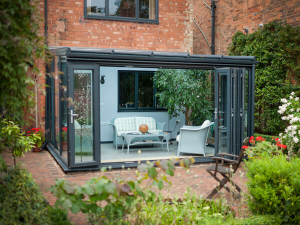 Grey UPVC Lean-To Conservatory