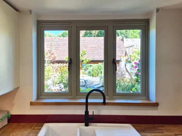 Olive Grey UPVC Flush Casement Windows